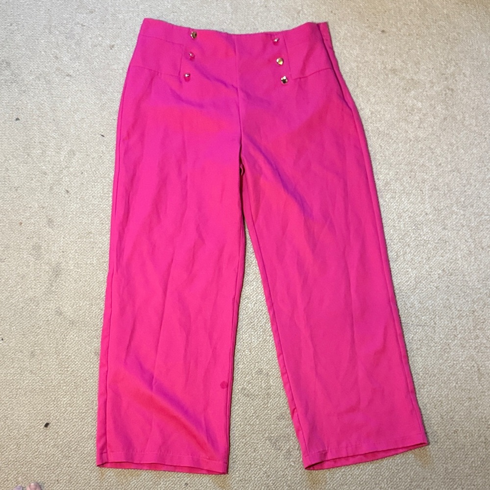 Vibrant Pink Wide-Leg dress Pants